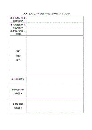 XX工业大学处级干部因公出访立项表.docx