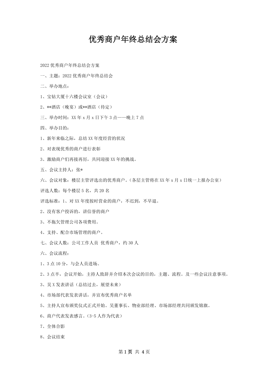 优秀商户年终总结会方案.docx_第1页