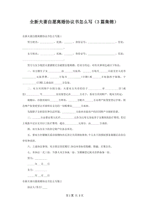 全新夫妻自愿离婚协议书怎么写（3篇集锦）.docx