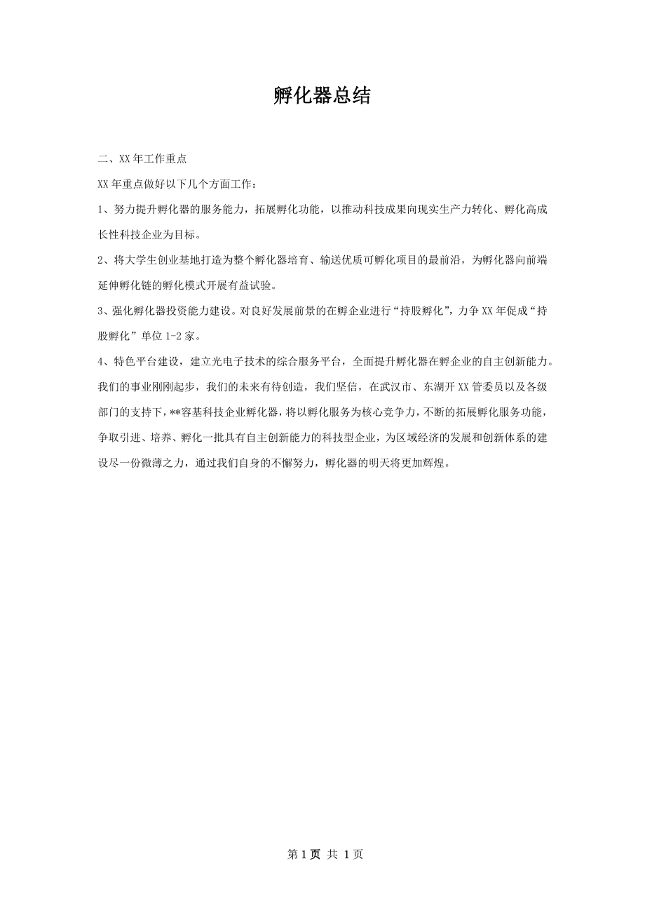 孵化器总结.docx