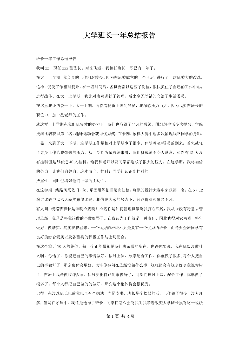 大学班长一年总结报告.docx_第1页