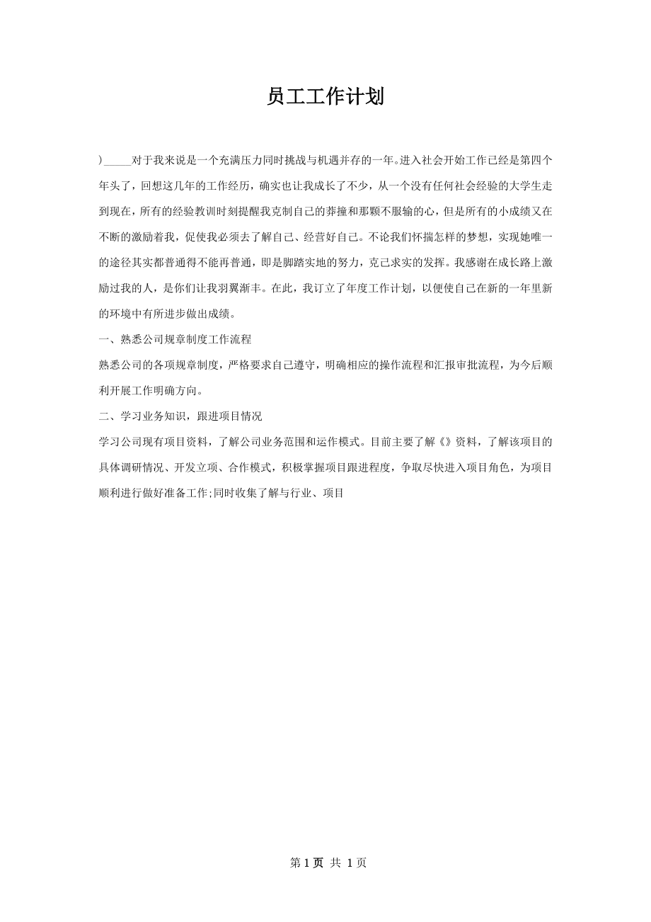 员工工作计划.docx_第1页