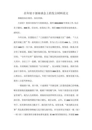 在年轻干部座谈会上的发言材料范文.docx