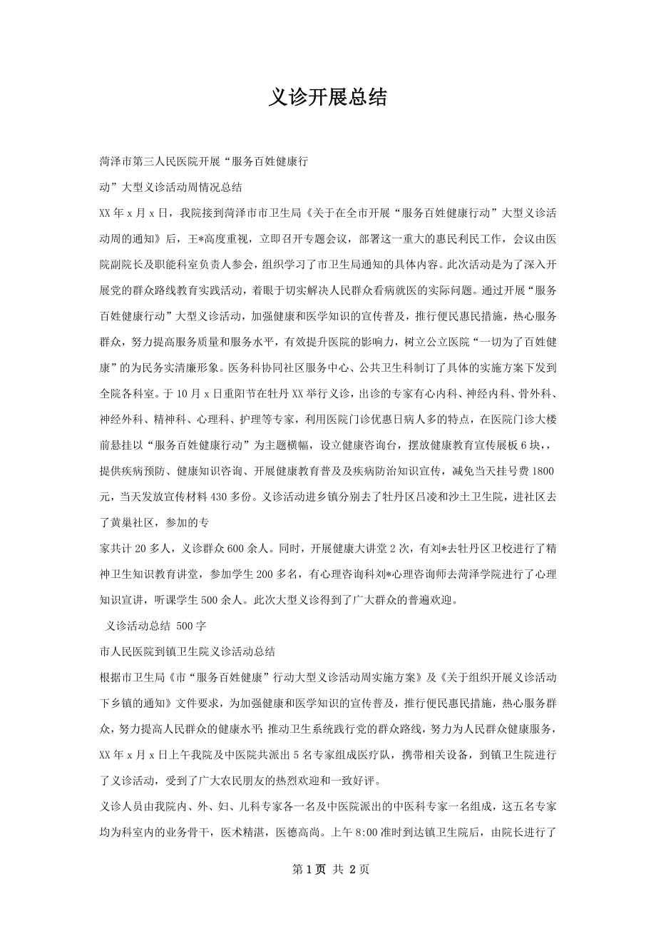 义诊开展总结.docx_第1页