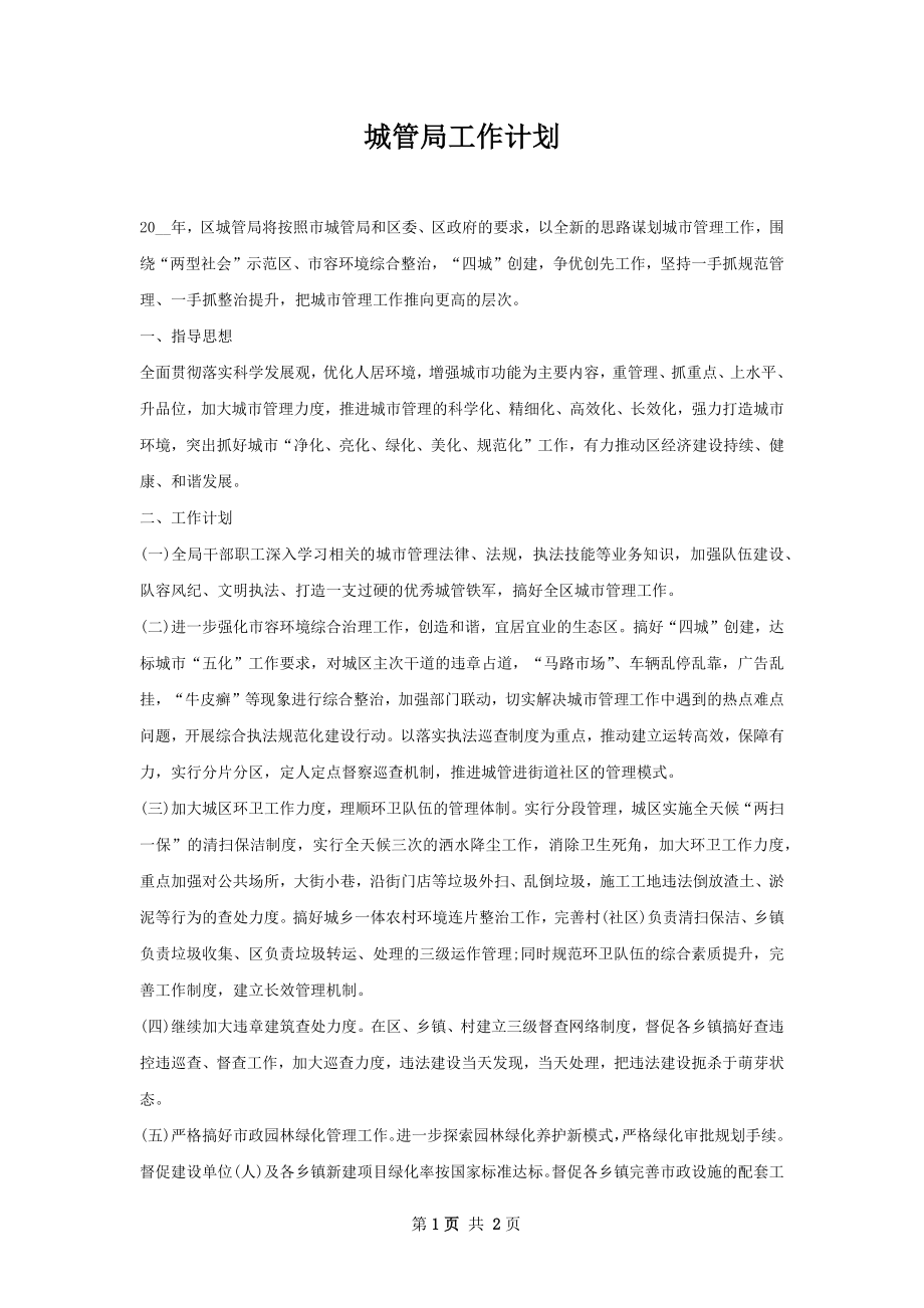 城管局工作计划.docx_第1页