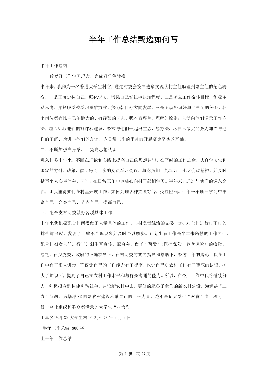 半年工作总结甄选如何写.docx_第1页