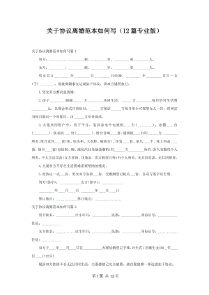 关于协议离婚范本如何写（12篇专业版）.docx