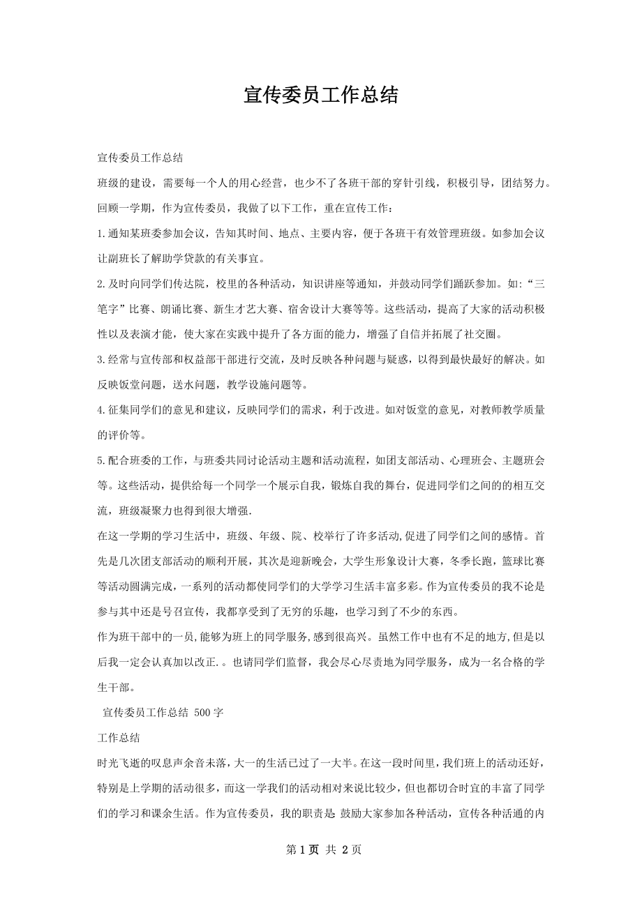 宣传委员工作总结.docx_第1页