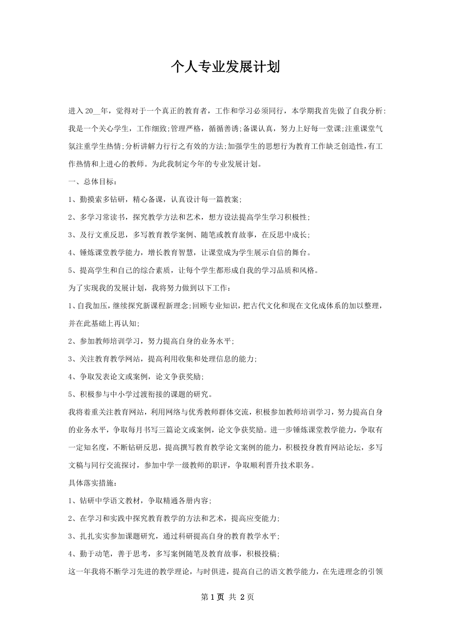 个人专业发展计划.docx_第1页