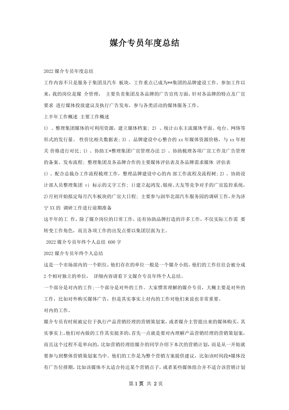 媒介专员年度总结.docx_第1页