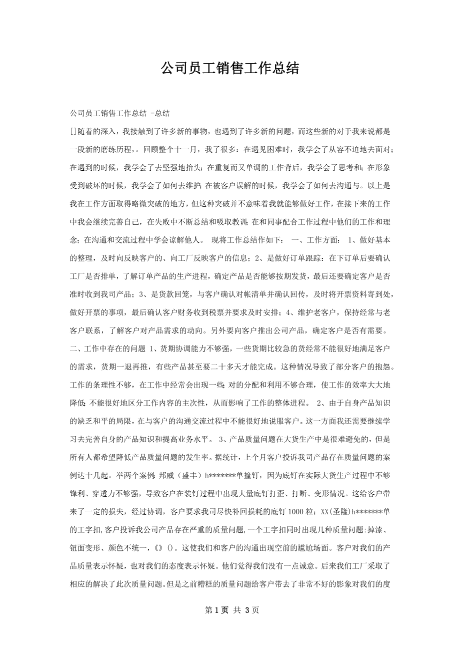 公司员工销售工作总结.docx_第1页