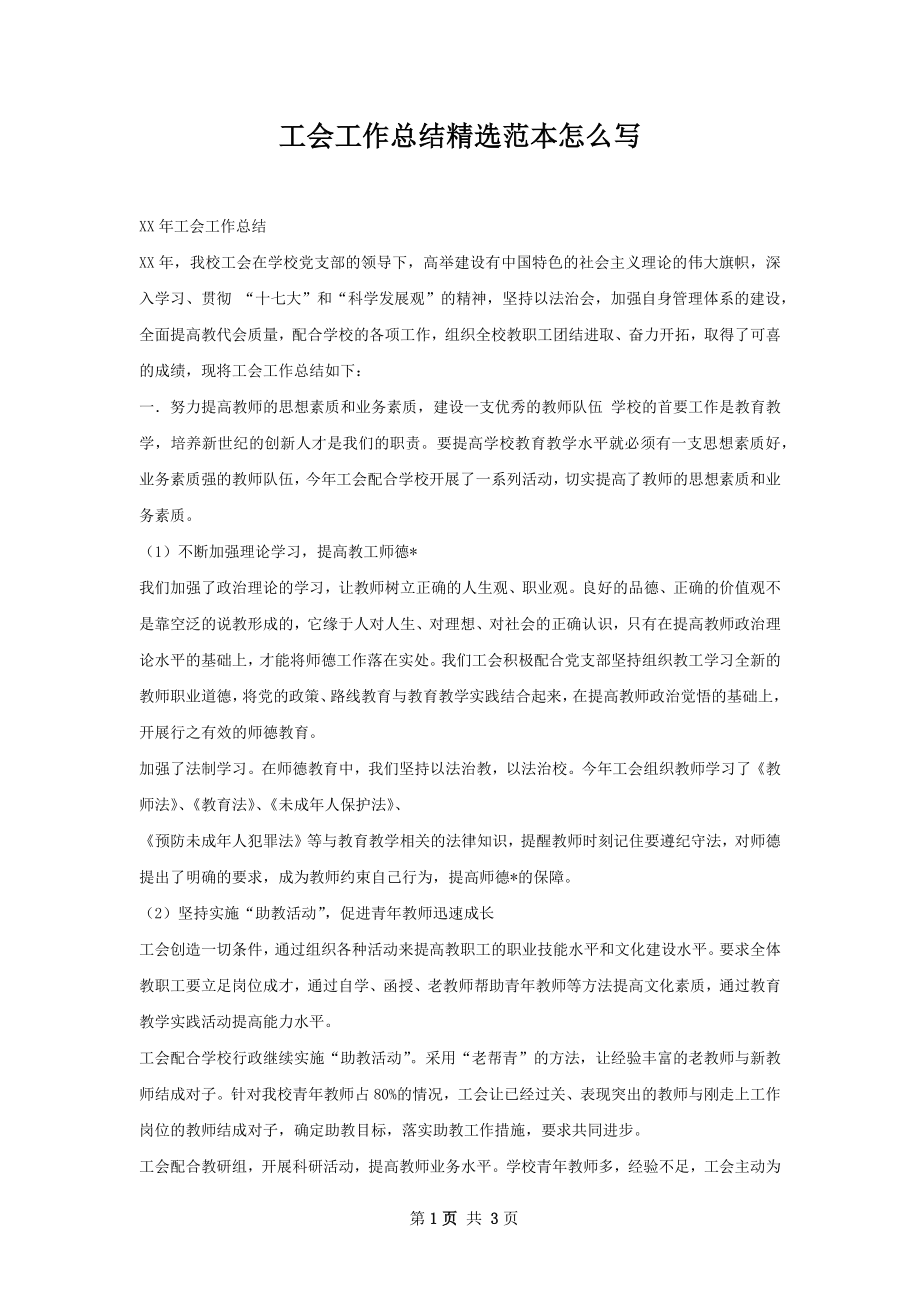 工会工作总结精选范本怎么写.docx_第1页