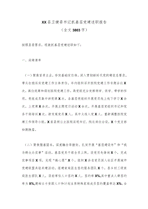 XX县卫健委书记抓基层党建述职报告（全文3803字）.docx