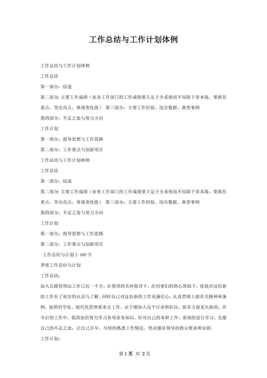 工作总结与工作计划体例.docx_第1页