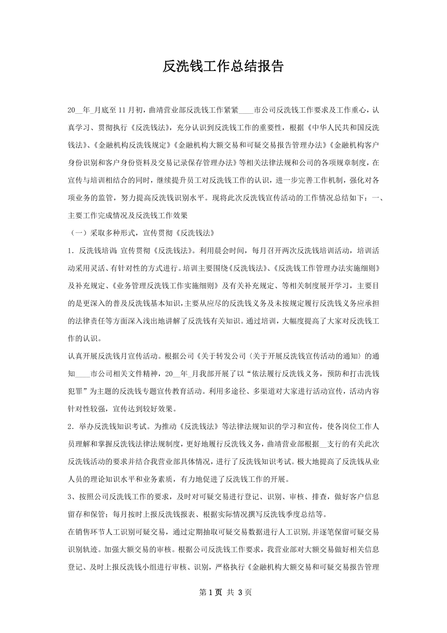 反洗钱工作总结报告.docx_第1页