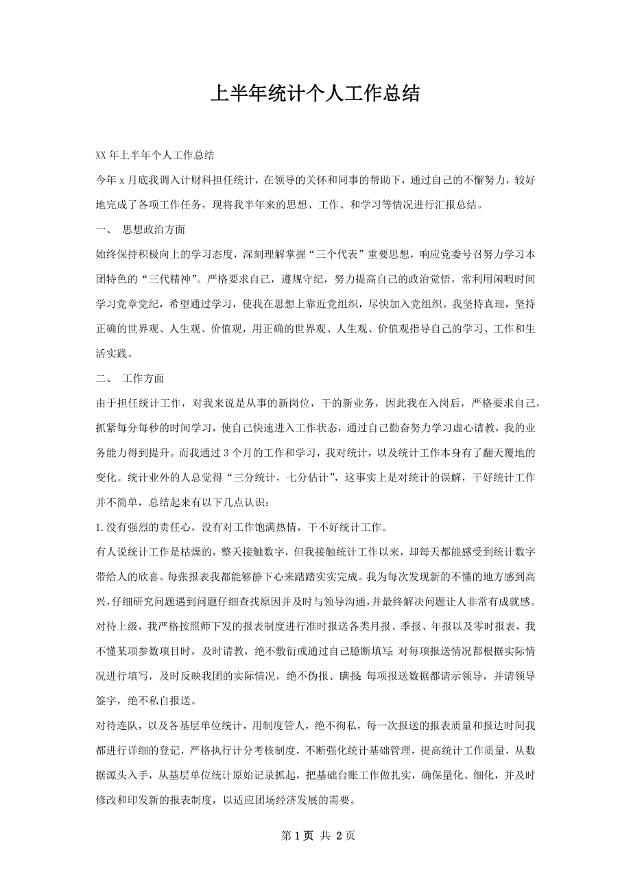 上半年统计个人工作总结.docx_第1页