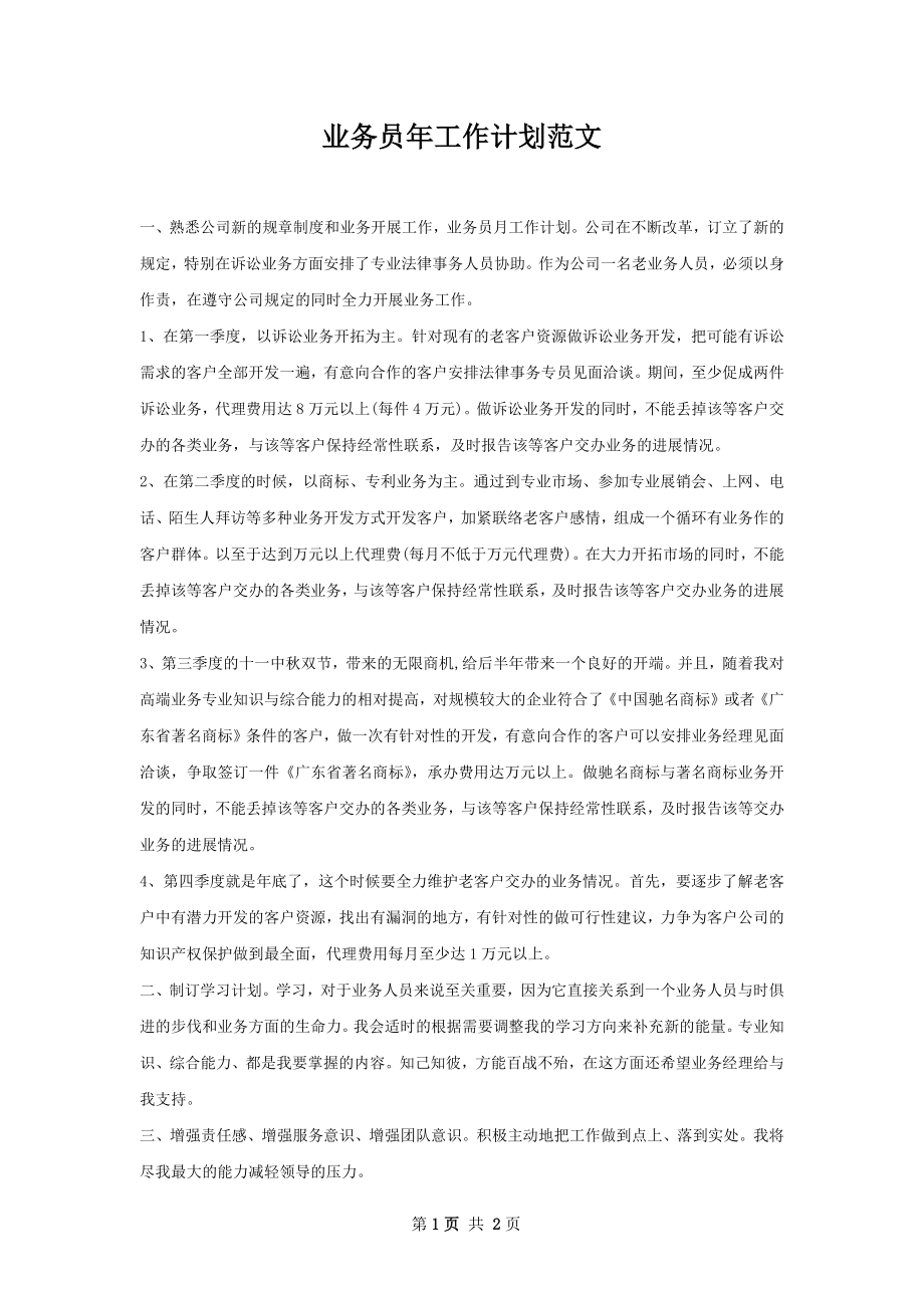 业务员年工作计划范文.docx_第1页