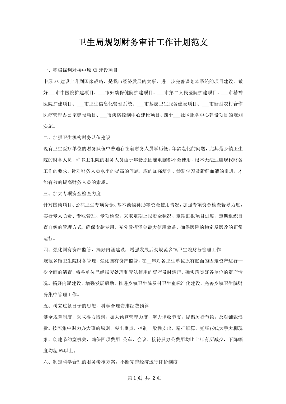 卫生局规划财务审计工作计划范文.docx_第1页