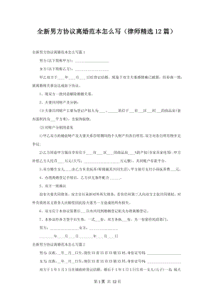 全新男方协议离婚范本怎么写（律师精选12篇）.docx