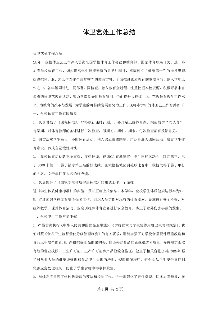 体卫艺处工作总结.docx_第1页