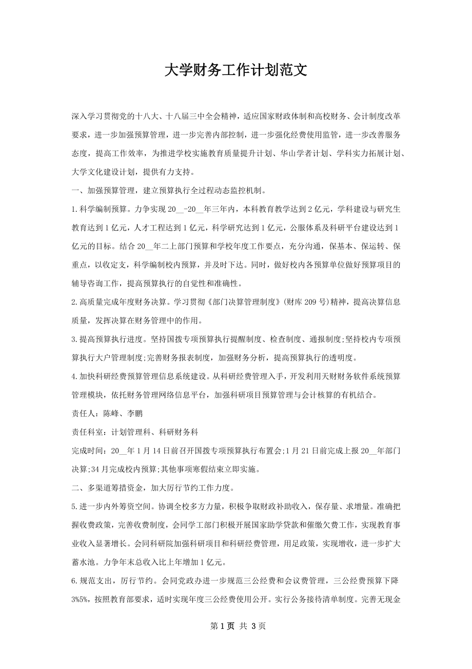 大学财务工作计划范文.docx_第1页