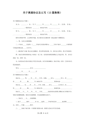 关于离婚协议怎么写（13篇集锦）.docx