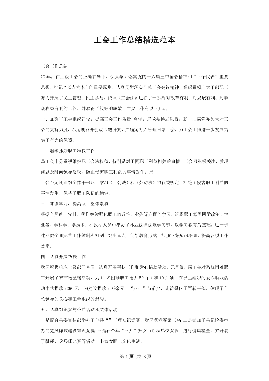 工会工作总结精选范本.docx_第1页