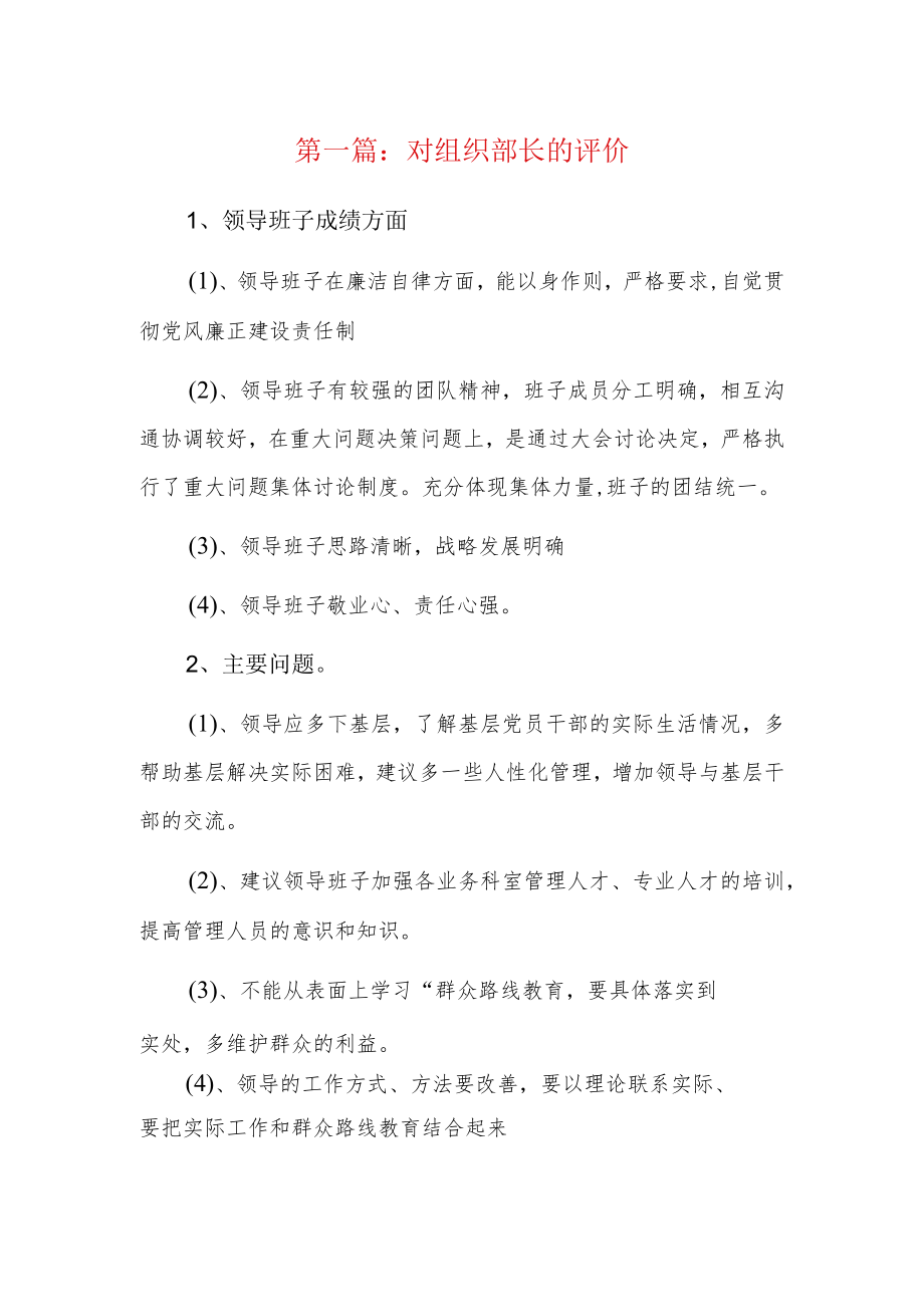 对组织部长的评价5篇.docx_第1页