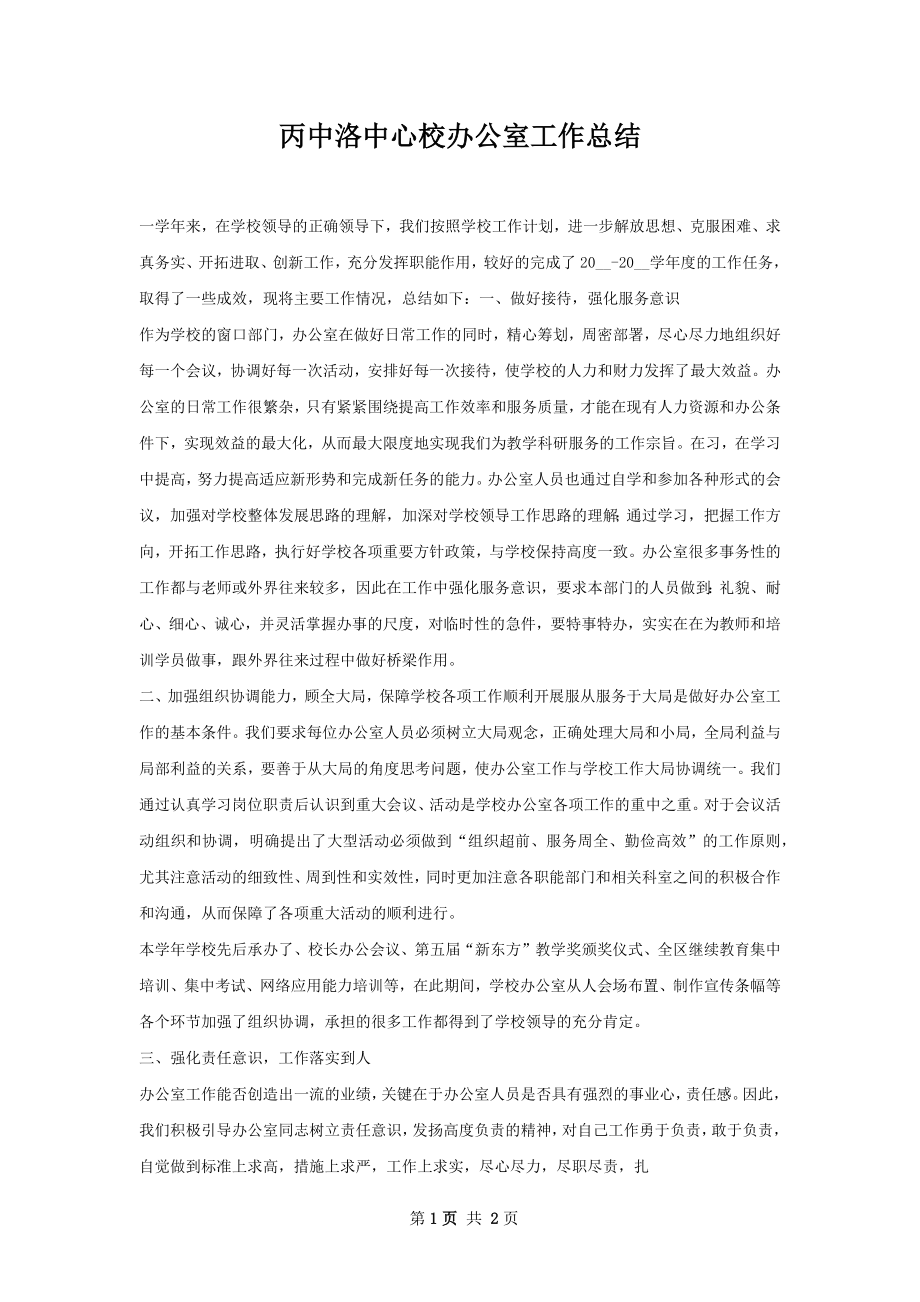 丙中洛中心校办公室工作总结.docx_第1页