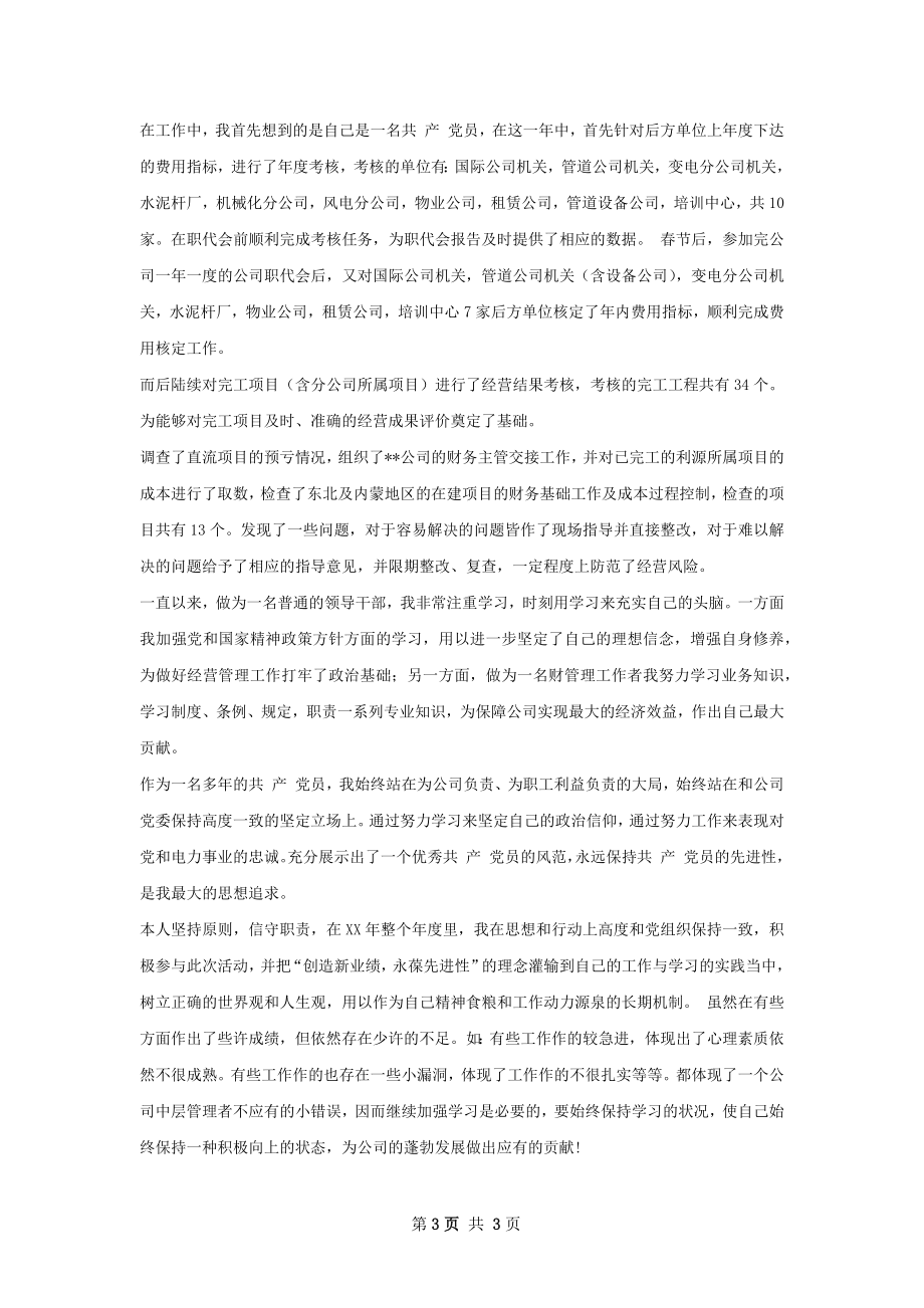 发电厂财务部副主任个人年终总结.docx_第3页