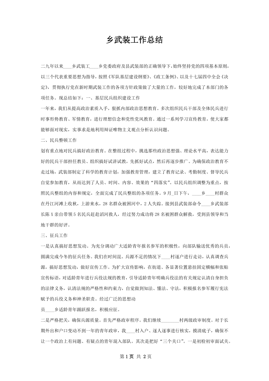 乡武装工作总结.docx_第1页