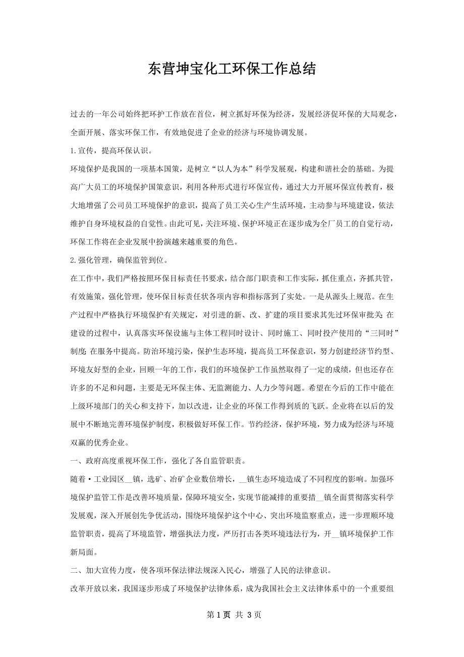 东营坤宝化工环保工作总结.docx_第1页