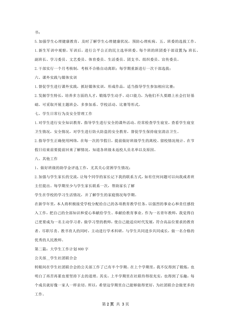 大学新生班主任工作计划.docx_第2页