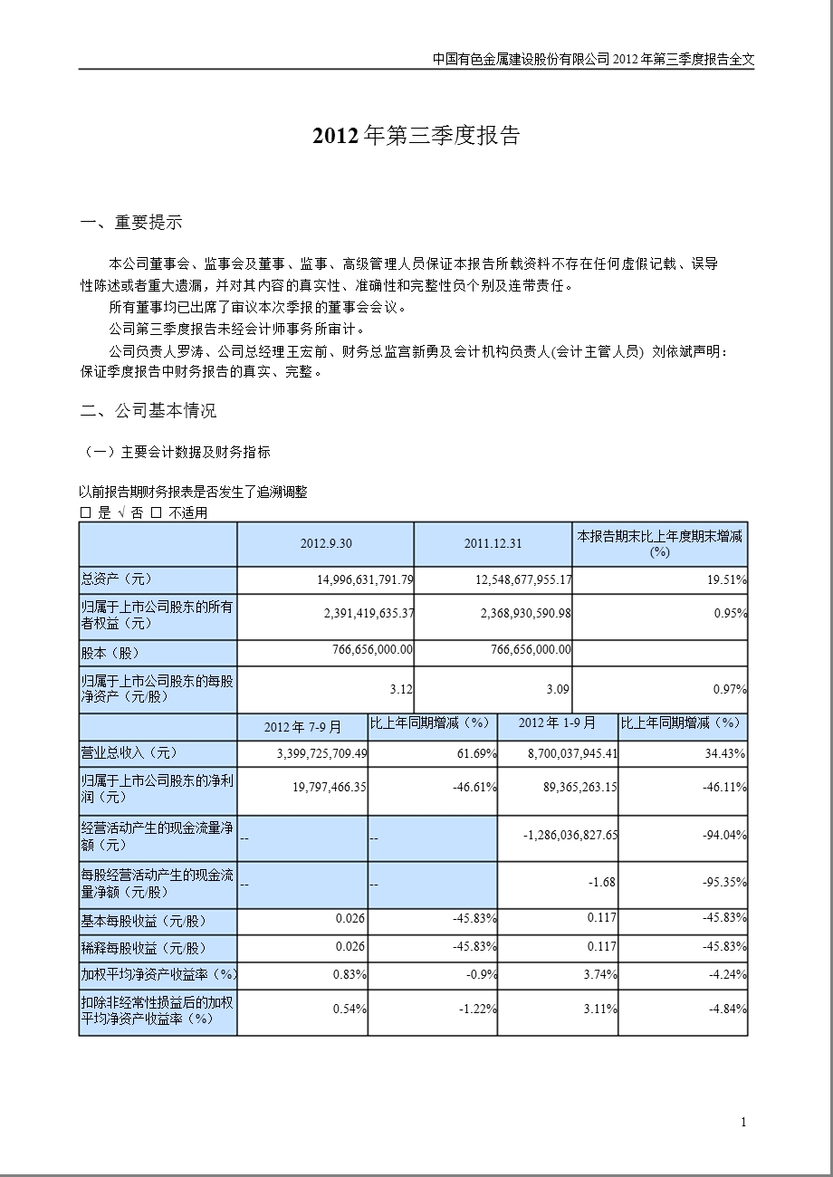 中色股份：第三季度报告全文.ppt_第2页