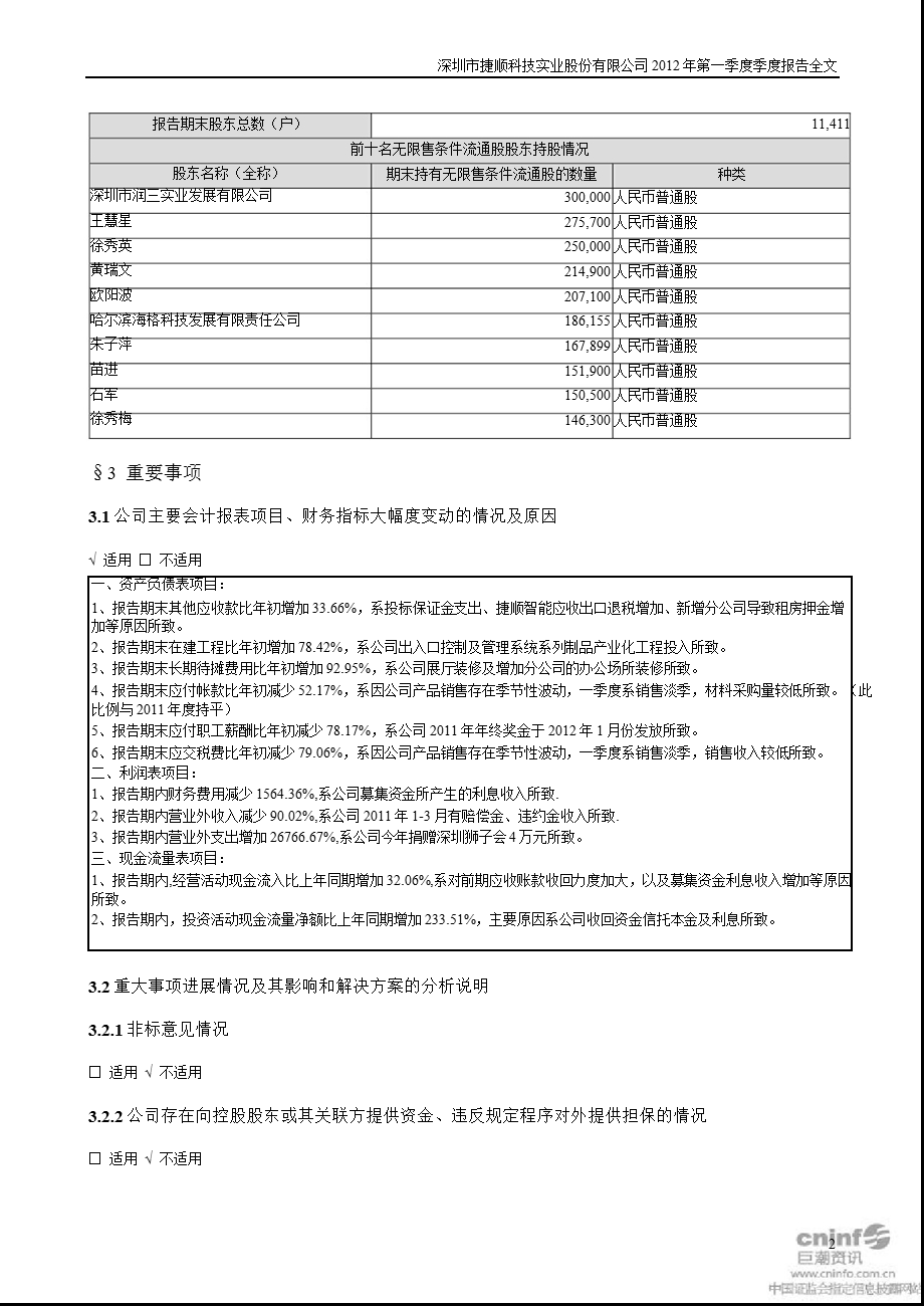 捷顺科技：第一季度报告全文（更新后） .ppt_第2页