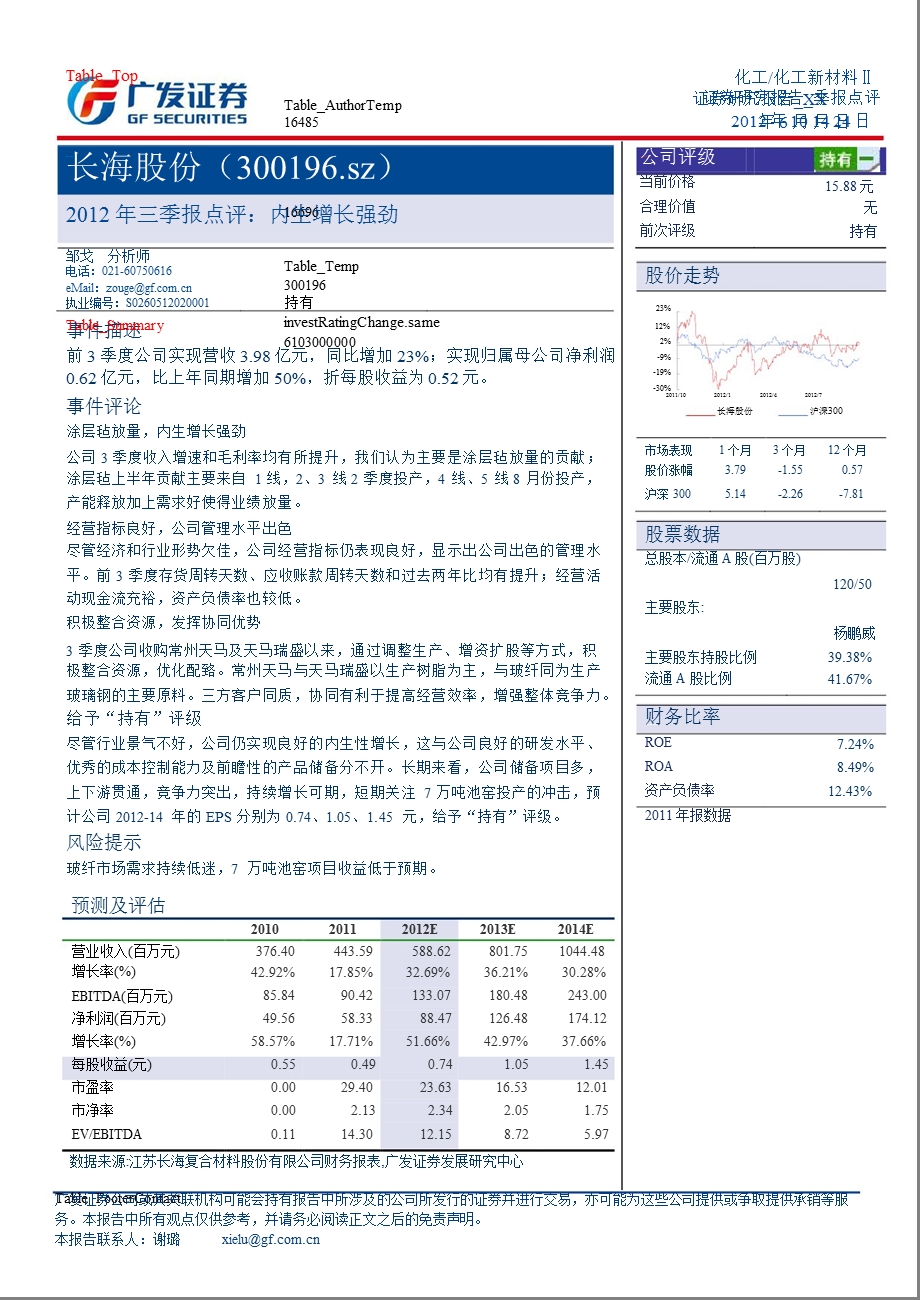 长海股份(300196)三季报点评：内生增长强劲1024.ppt_第1页