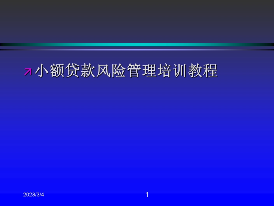 小额贷款风险管理培训教程.ppt_第1页