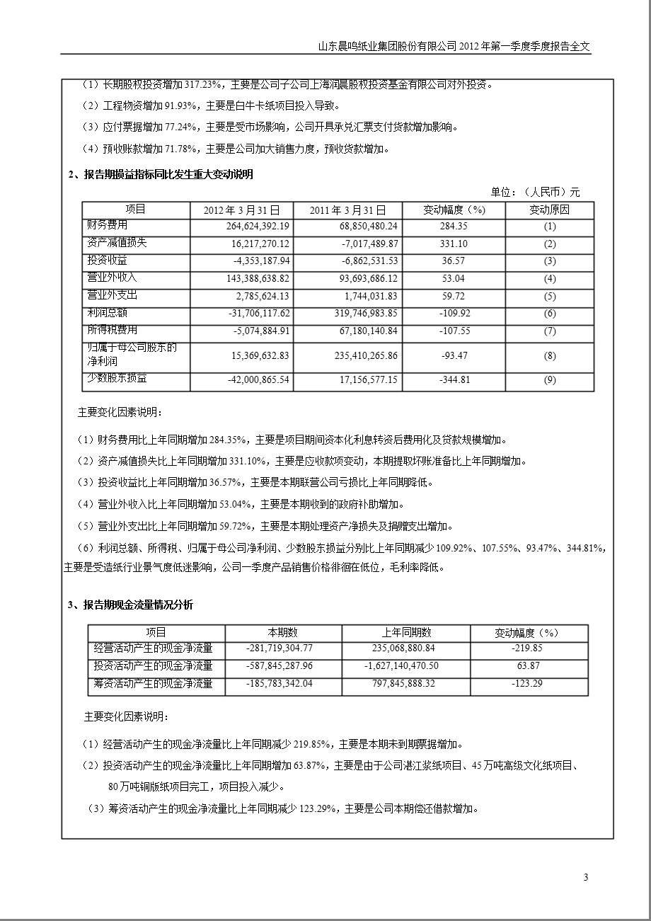 晨鸣纸业：第一季度报告全文.ppt_第3页