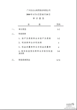 白云山Ａ：审计报告.ppt