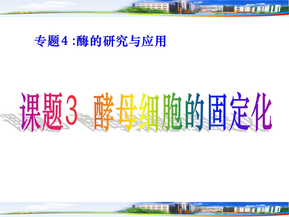 专题四课题3：酵母细胞的固定化.ppt.ppt_第1页