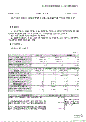 海 利 得：第三季度报告正文.ppt