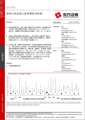 投资策略：坚持以低估值大盘周期股为防御1203.ppt