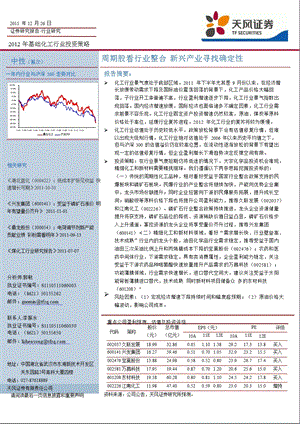 石油化工行业策略报告：周期股看行业整合新兴产业寻找确定性0105.ppt