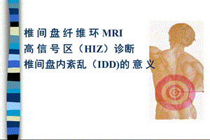 椎间盘纤维环MRI高信号区诊断椎间盘内紊乱(IDD)的意义.ppt