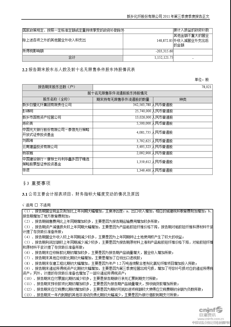 新乡化纤：第三季度报告正文.ppt_第2页