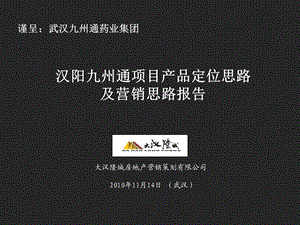 11月汉阳九州通项目产品定位思路及营销思路报告.ppt