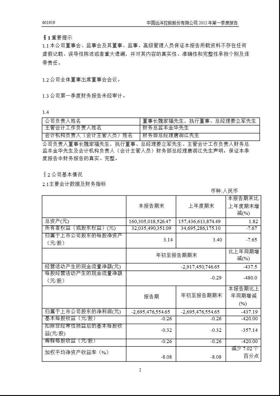 601919 中国远洋第一季度季报.ppt_第3页