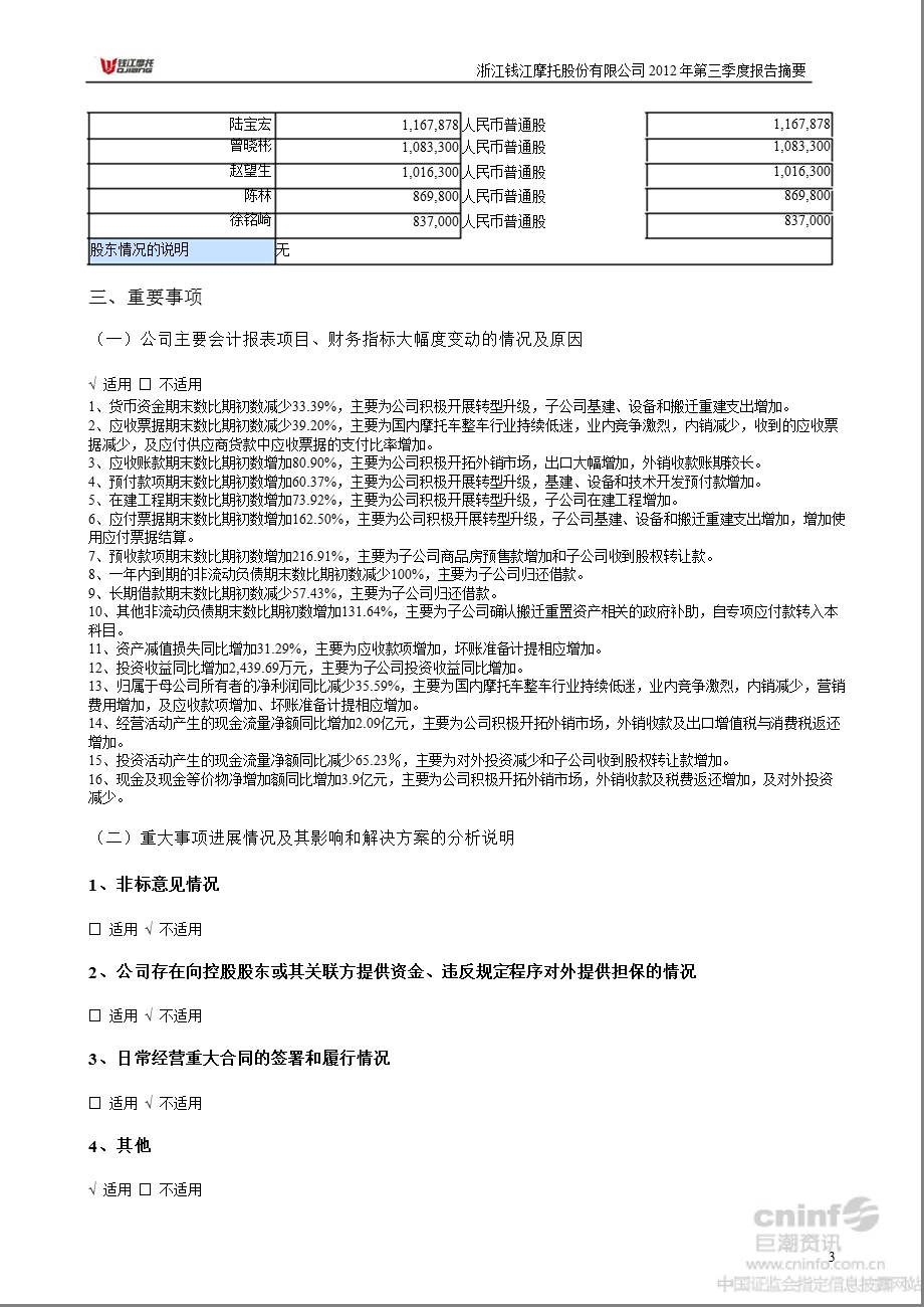 钱江摩托：第三季度报告正文.ppt_第3页