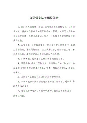 公司保安队长岗位职责.docx