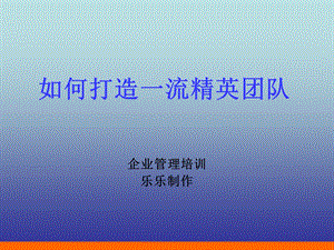 如何打造一流精英团队.ppt